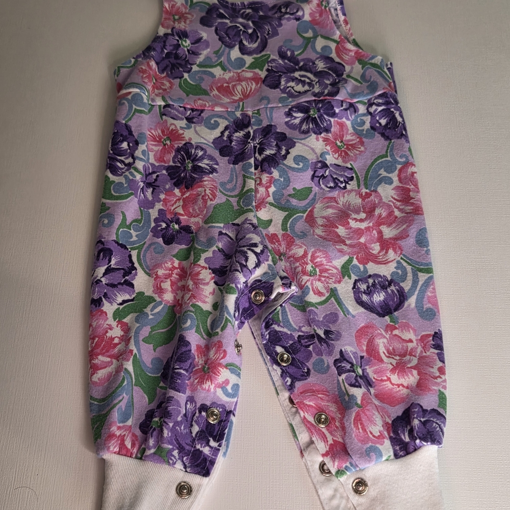 Vintage Pink And Purple Floral Overall Outfit For Baby - Picture 11 of 11